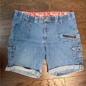 Lee Women's Comfort Waistband Shorts Stretch Denim‎ Sz 18 Plus Cargo Pockets Y2k
